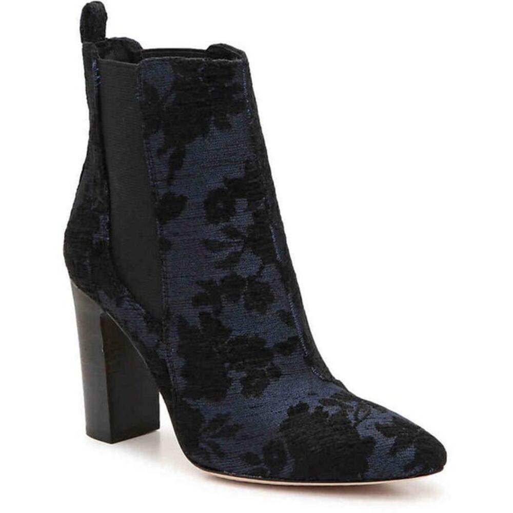 VINCE CAMUTO Bristy Chelsea Boot -Black/Navy Metallic Floral Brocade - 7